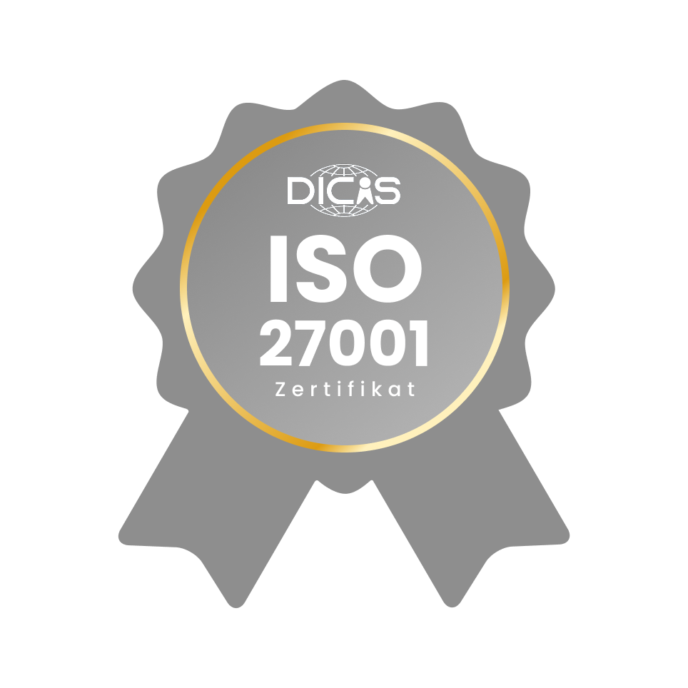 ISO 27001 Certificate Seal for Information Security – protection of sensitive data and standards-compliant security processes